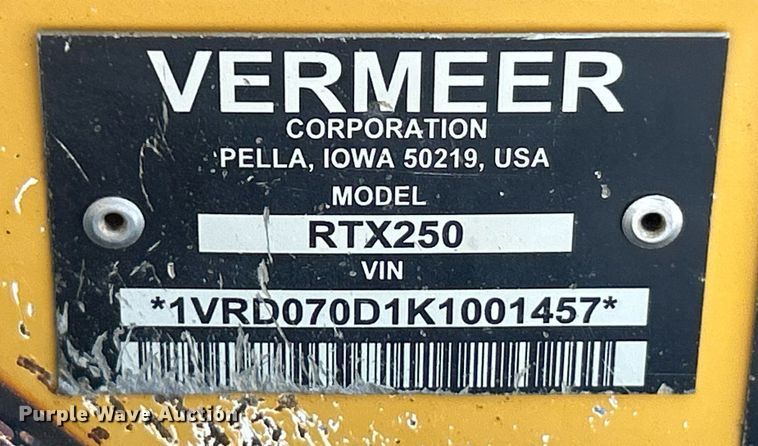 image for item EK8390 2019 Vermeer RTX250 trencher