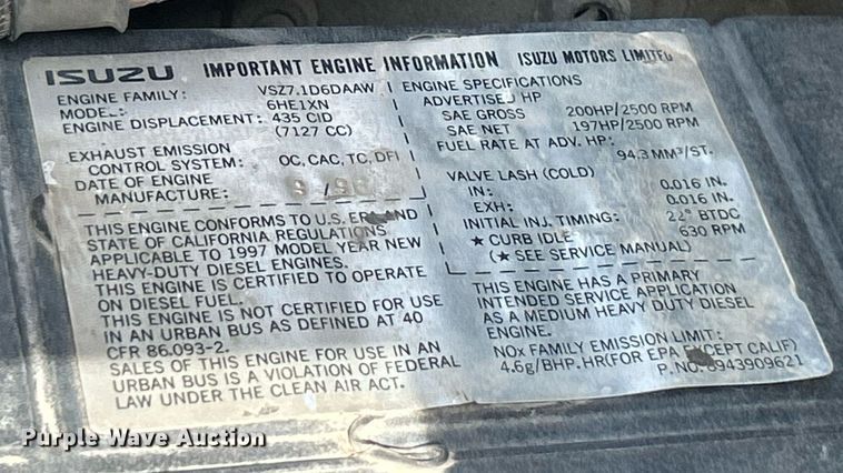 image for item EK8424 1997 Isuzu F7 flatbed truck