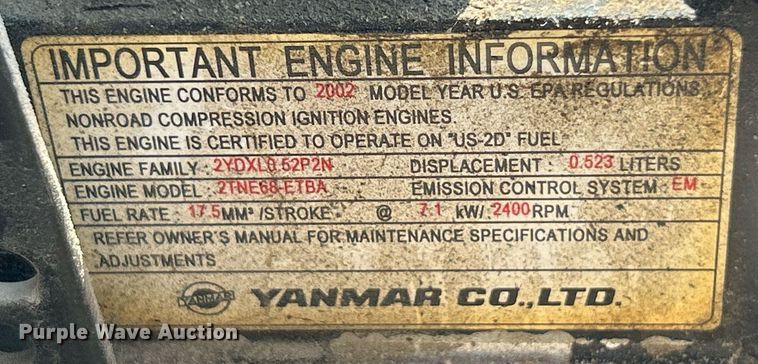 image for item EK8434 2003 Takeuchi TB108 mini excavator