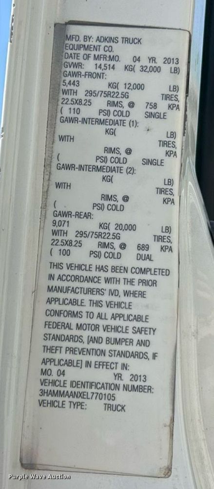 image for item EK8435 2014 International MA025 utility / service truck