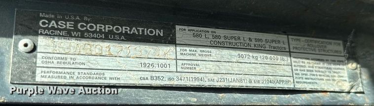 image for item EM2189 2000 Case 580 Super L Series II backhoe