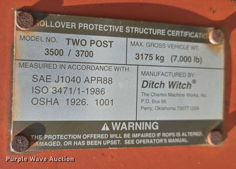 image for item EN2066 1998 Ditch Witch 3700DD trencher