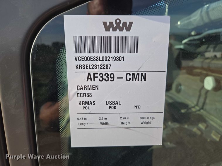 image for item EN8315 2023 Volvo ECR88D mini excavator