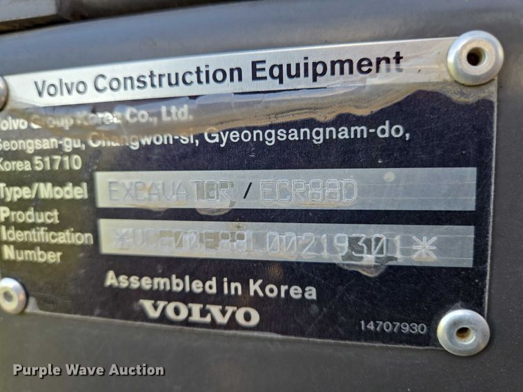 image for item EN8315 2023 Volvo ECR88D mini excavator