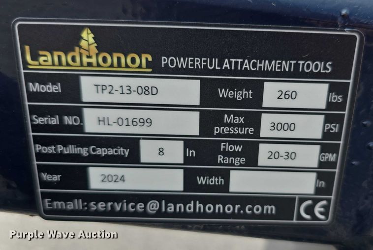 image for item EO1576 2024 LandHonor TP2-13-08D skid steer tree puller