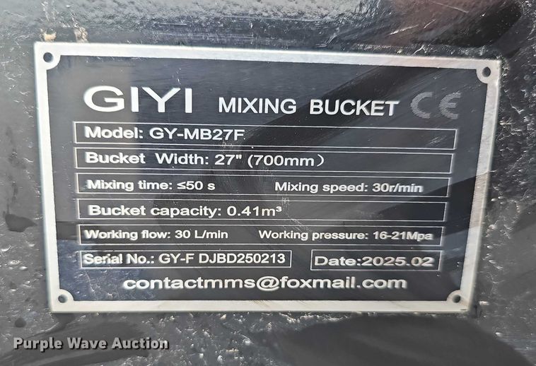 image for item EO1591 2025 Giyi GY-MB27F skid steer concrete mixer
