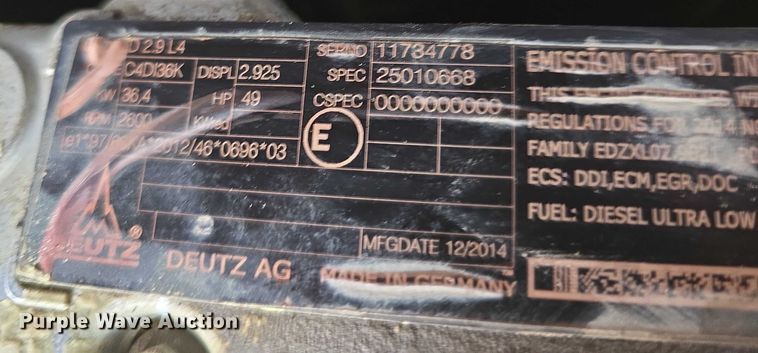 image for item EO1595 2015 Doosan P185WDZ-T4F air compressor