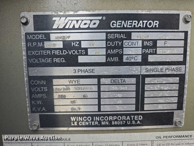 image for item EO1597 Winco MD65/F generator