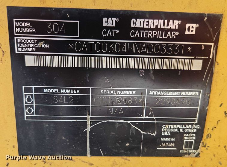image for item EO4562 2005 Caterpillar 304 mini excavator