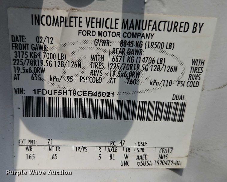 image for item EO4607 2012 Ford F550 bucket truck