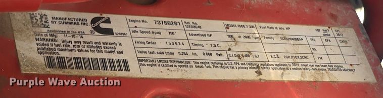 image for item EQ2629 2015 Ford F750 dump truck