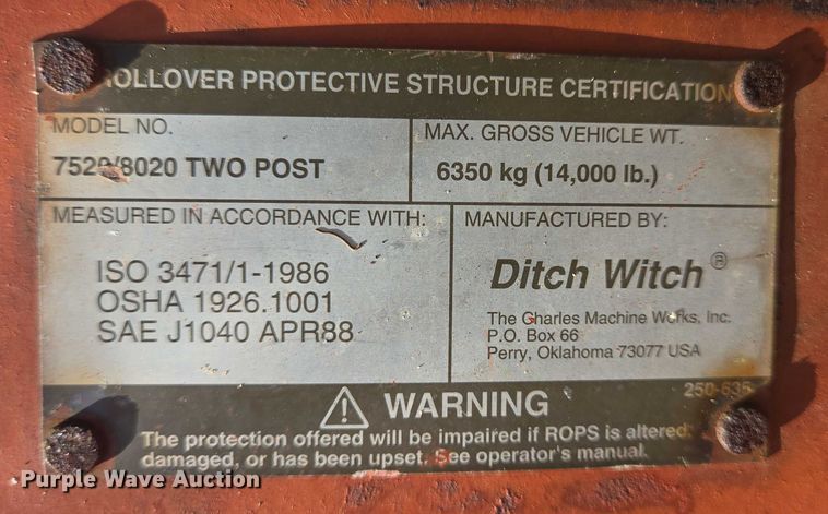 image for item EQ4087 1999 Ditch Witch 8020JD trencher
