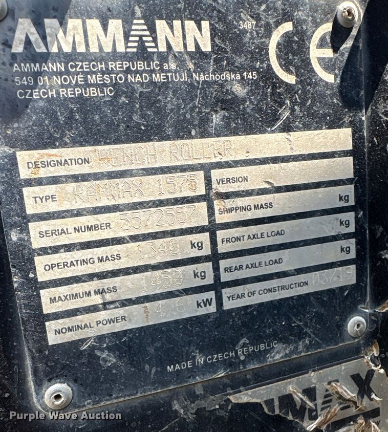 image for item ET7036 2019 Amman Rama's 1575 trench compactor