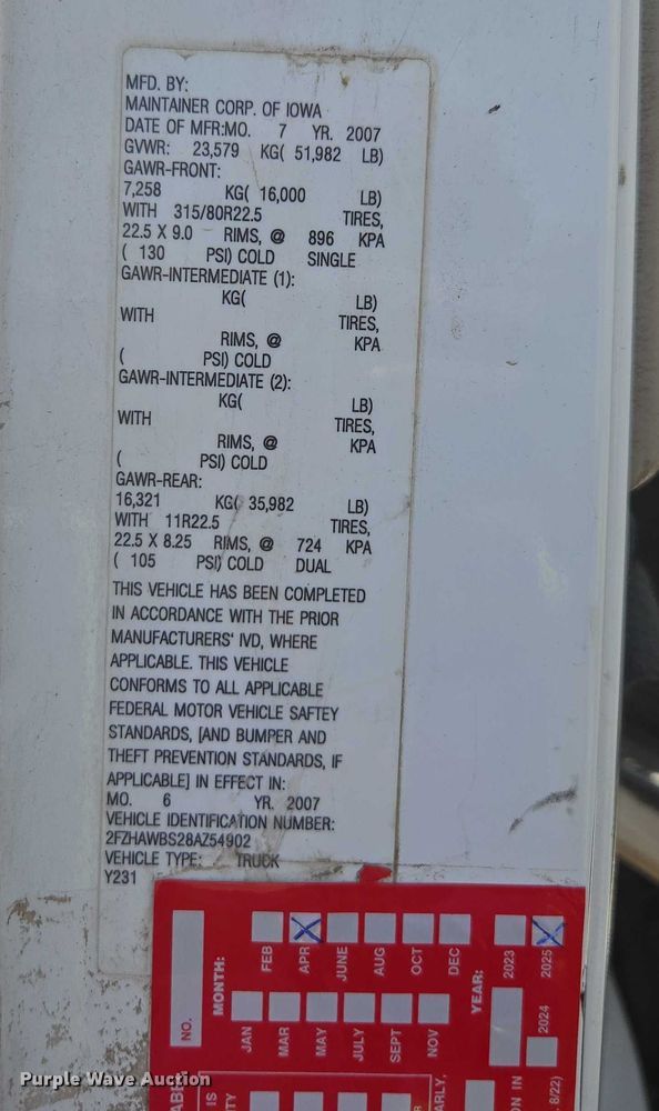 image for item FB9418 2008 Sterling L8500 fuel / lube truck