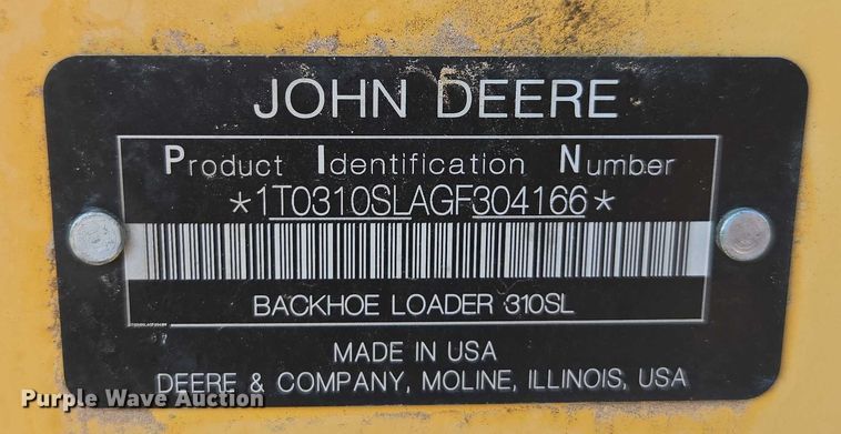 image for item FB9439 2017 John Deere 310SL backhoe