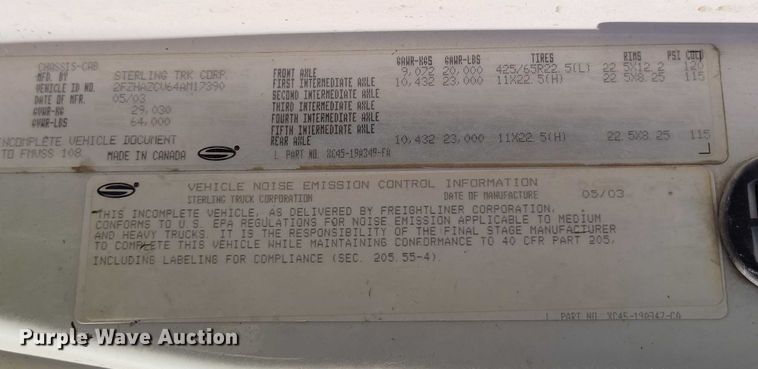 image for item IP9634 2004 Sterling L-Line volumetric concrete mixer truck