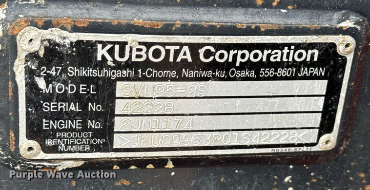 image for item MZ9407 2018 Kubota SVL95-2S tracked skid steer loader