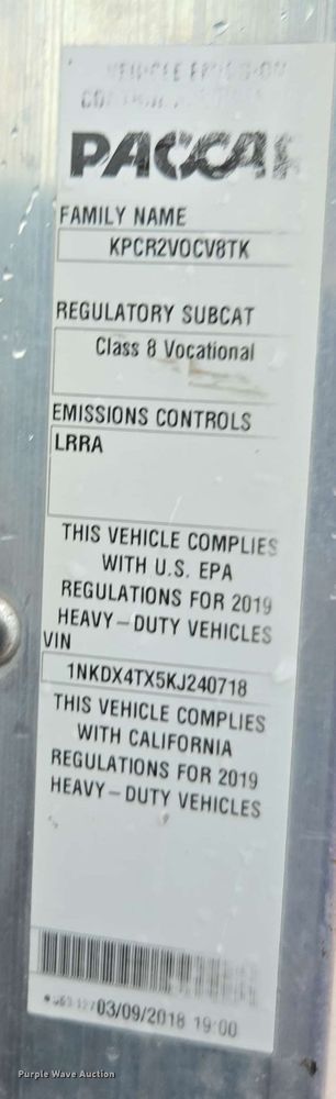 image for item YA0618 2019 Kenworth T800 dump truck