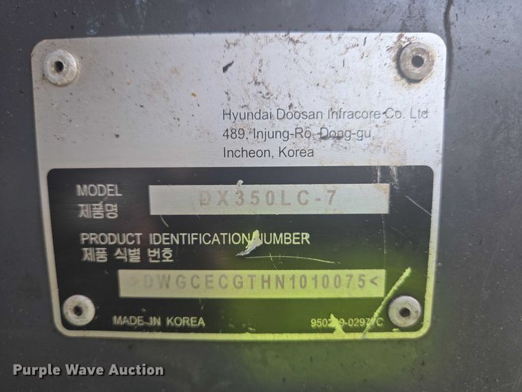 image for item YA0734 2022 Doosan DX350LC-7 excavator