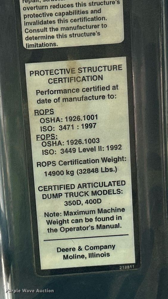 image for item YA0754 2005 John Deere 400D articulated haul truck