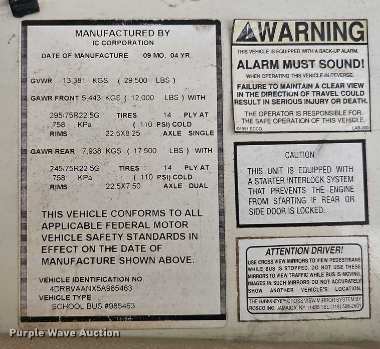 image for item DR3951 2005 IC Corporation FE300 school bus