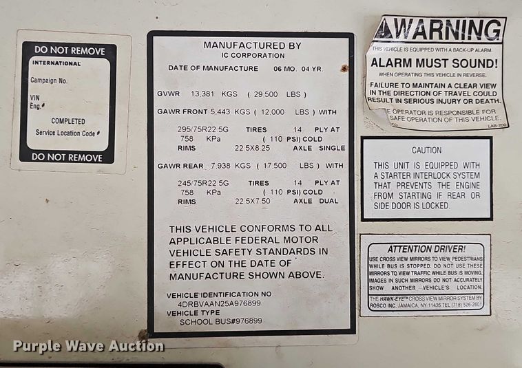 image for item DR3952 2005 IC Corporation FE300 school bus