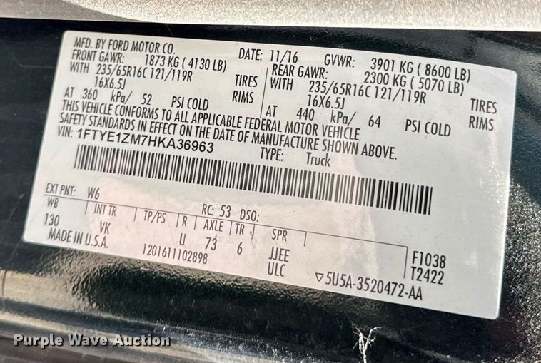 image for item DS4297 2017 Ford Transit 150 van