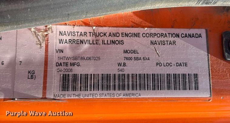 image for item DS4300 2009 International WorkStar 7600 dump truck