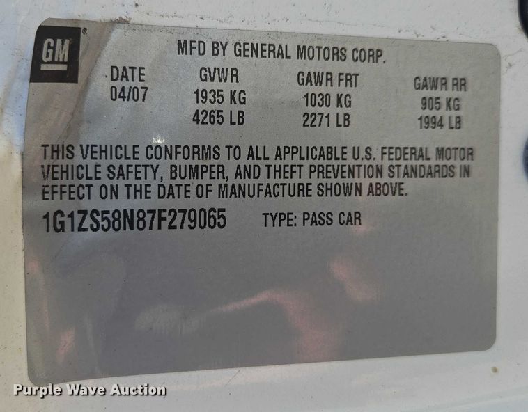 image for item DS4303 2007 Chevrolet Malibu 