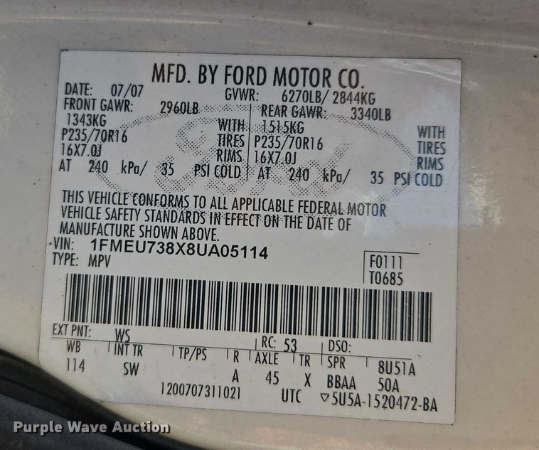 image for item DS4308 2008 Ford Explorer SUV