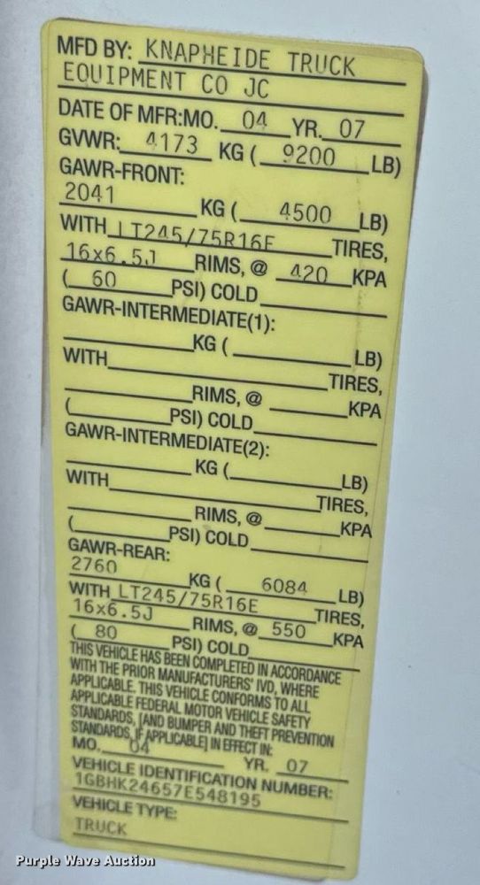 image for item DW3424 2007 Chevrolet Silverado 2500HD utility bed pickup truck