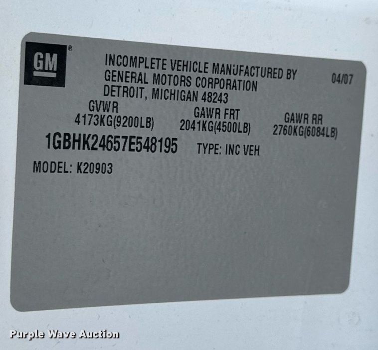 image for item DW3424 2007 Chevrolet Silverado 2500HD utility bed pickup truck