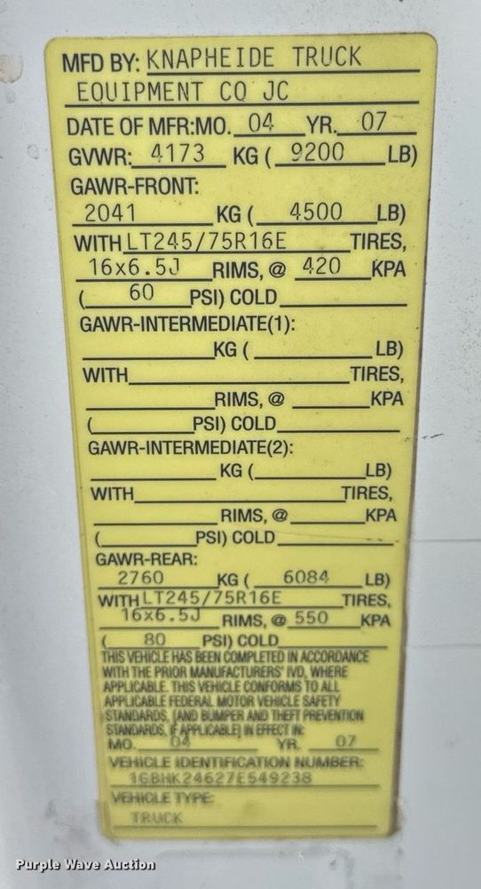 image for item DW3425 2007 Chevrolet Silverado 2500HD utility bed pickup truck