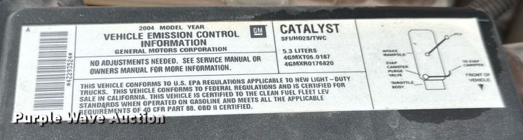 image for item DY0212 2004 Chevrolet Silverado 1500 Ext. Cab pickup truck