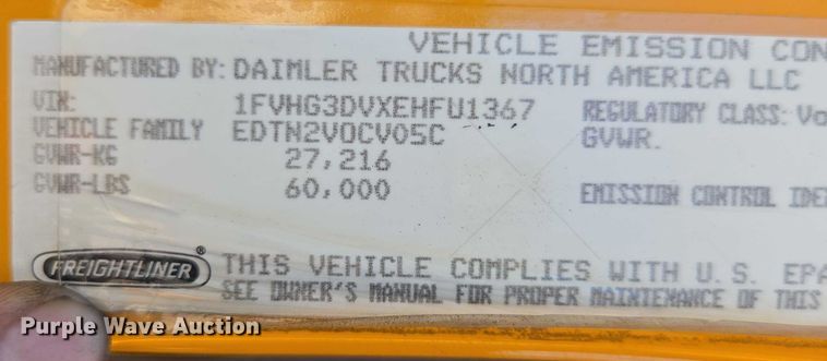 image for item DY0398 2014 Freightliner 114SD dump truck