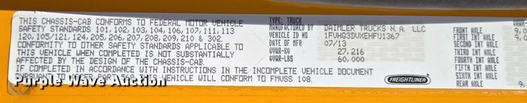 image for item DY0398 2014 Freightliner 114SD dump truck