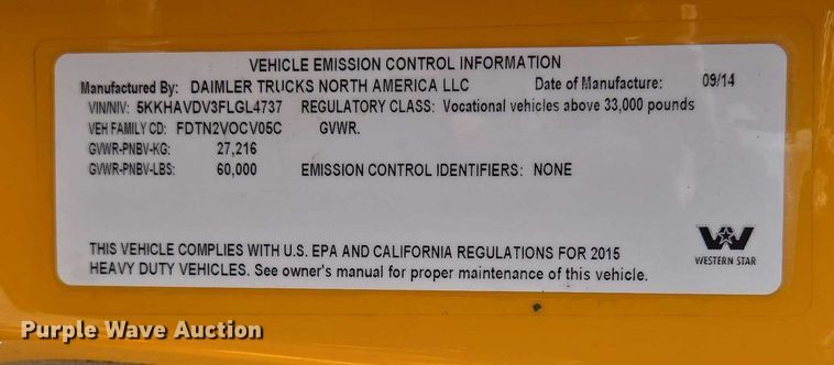 image for item DY0401 2015 Western Star 4700SF dump truck