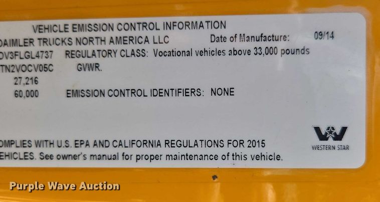 image for item DY0401 2015 Western Star 4700SF dump truck