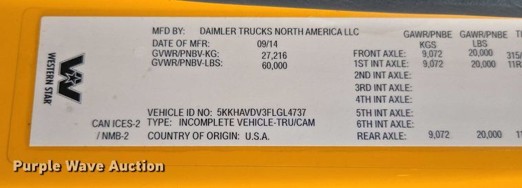 image for item DY0401 2015 Western Star 4700SF dump truck