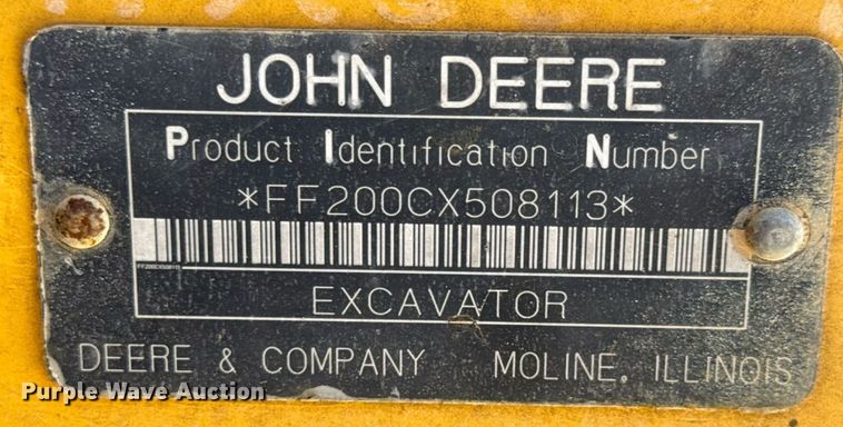 image for item DY0408 2006 John Deere 200C LC excavator