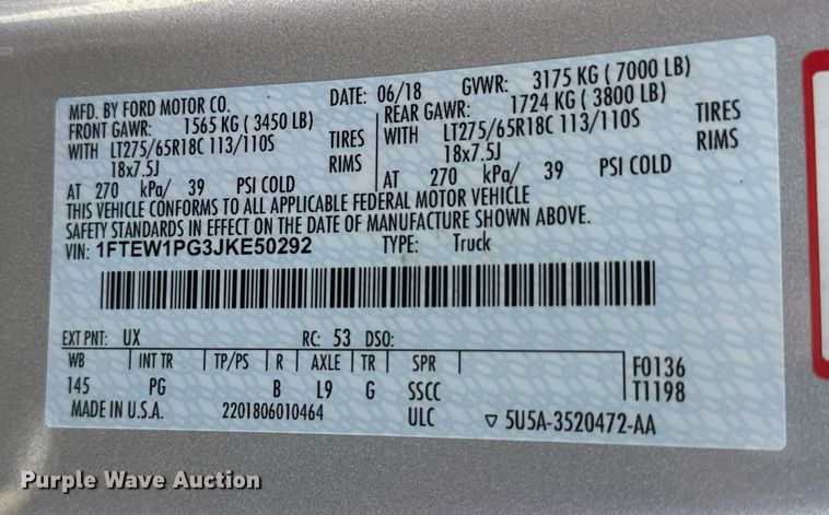 image for item DY0412 2018 Ford F150 Police Responder pickup truck