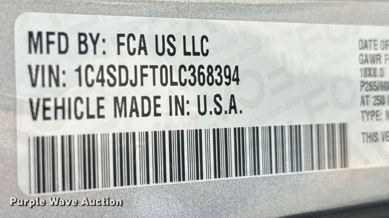 image for item DY0414 2020 Dodge Durango SUV