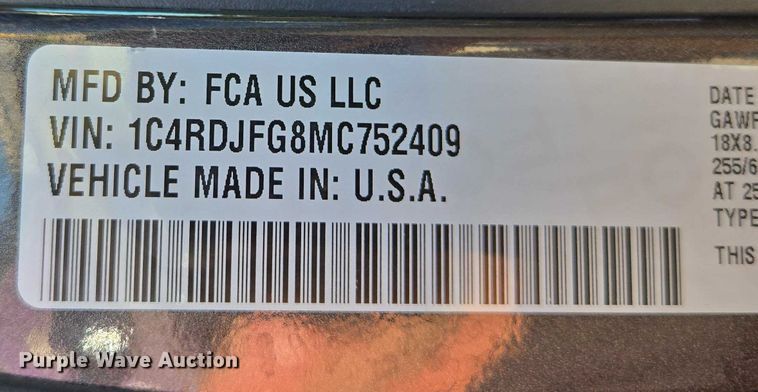 image for item DY0419 2021 Dodge Durango SUV