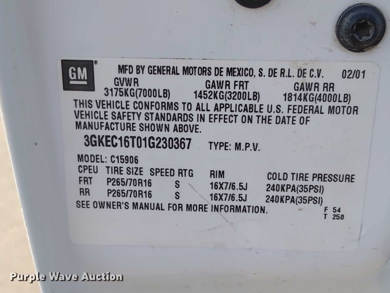 image for item DY0456 2001 GMC Yukon XL SUV