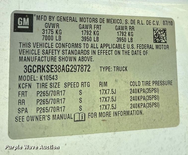 image for item DY0846 2010 Chevrolet Silverado 1500 Crew Cab pickup truck