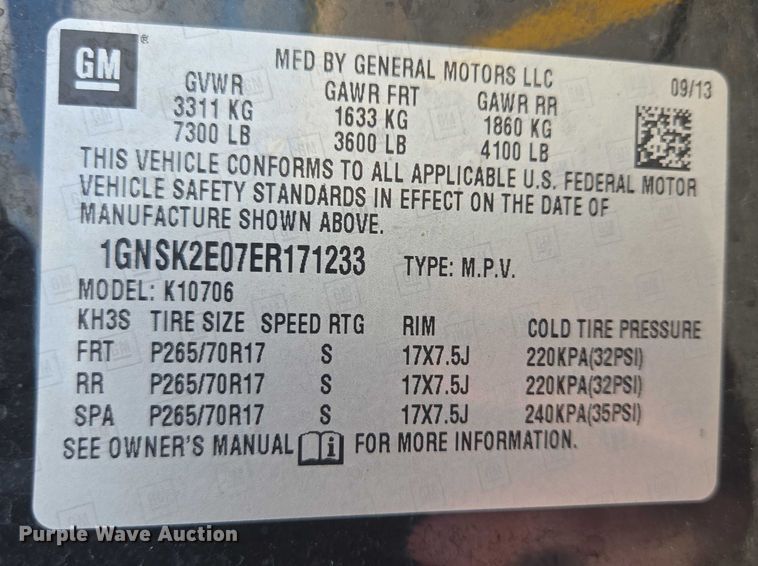 image for item DY0992 2014 Chevrolet Tahoe Police SUV