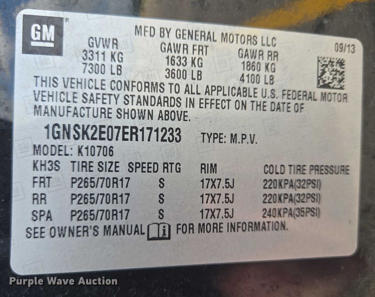 image for item DY0992 2014 Chevrolet Tahoe Police SUV