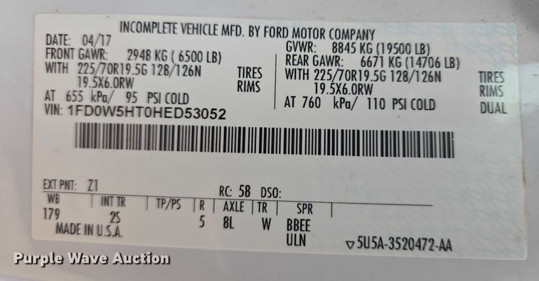 image for item DY1085 2017 Ford F550 Crew Cab utility / service truck