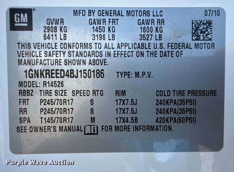 image for item DZ8873 2011 Chevrolet Traverse SUV