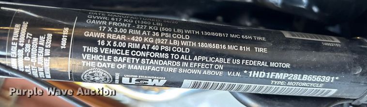 image for item EC1091 2020 Harley-Davidson Police Electra Glide motorcycle